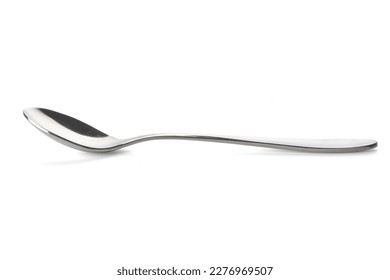 stainless spoon on isolated white background with clipping path.