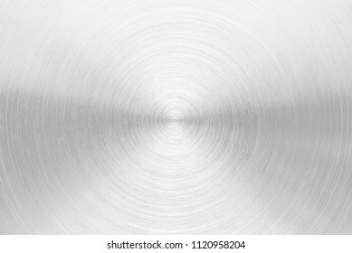 Stainless Steel Aluminum Circular Brushed Metal Texture Background Circle Shape Silver Color Photo Object Design Hi Resolution