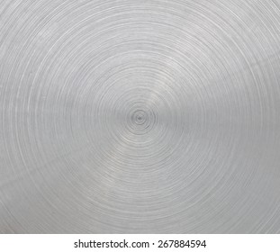 Stainless Steel Aluminum Circular Brushed Metal Texture Background Circle Shape Silver Color Photo Object Design