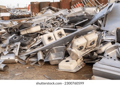 stainless steel and aluminum scrap for recycling at the scrap yard plant and hose  - Powered by Shutterstock