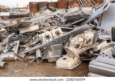 stainless steel and aluminum scrap for recycling at the scrap yard plant and hose 