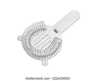 Stainless steel bar cocktail strainer, cut out, photo stacking