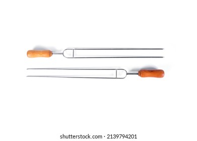 Stainless Steel BBQ Skewers  Isolated On White Background