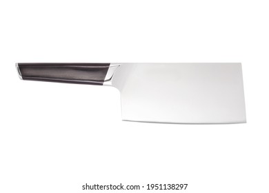 Stainless steel butcher's knife isolated on white background. Meat cleaver knife.