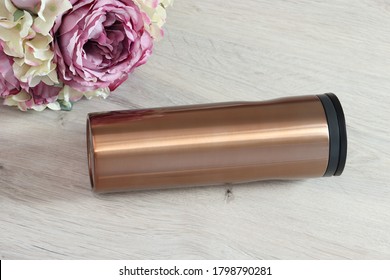 Stainless Steel Coffee Tumbler Mockup, Travel Mug For Hot Drinks