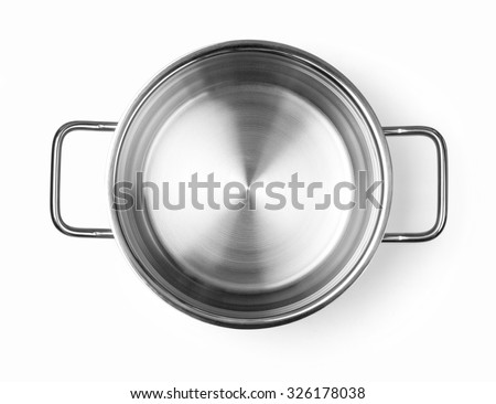 Stainless steel cooking pot  isolated over white background with clipping path