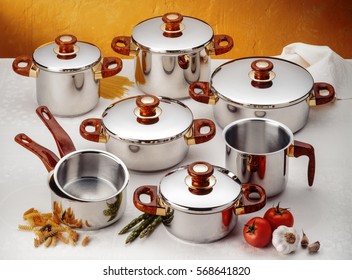 Stainless Steel Cookware With Veggies