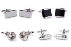 Stainless Steel Cufflinks Isolated On White Background