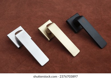 Stainless steel Door handle bar isolated on Brown wall, Heavy duty Handles 