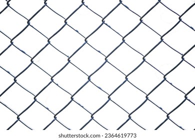 Stainless steel fencing wire. Garden wires are networks woven with steel cables. Terrace fence or railing isolated on white background. Safety equipment. Horizontal photo. No people, nobody.