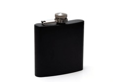 Stainless Steel Flask For Alcoholic Drinks Isolated On White