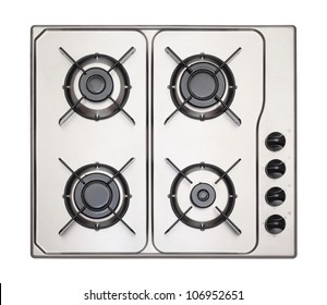 Stainless Steel Gas Hob Isolated On White