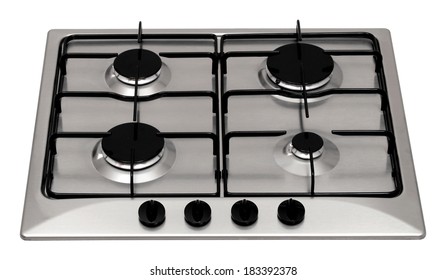 Stainless Steel Gas Hob Isolated On White