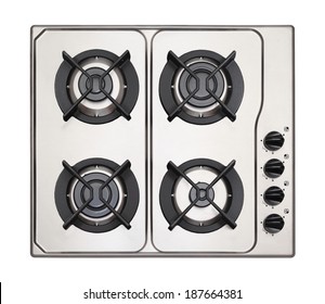 Stainless Steel Gas Hob Isolated On White