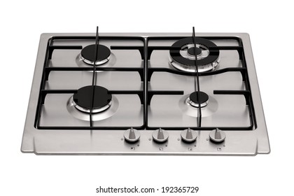 Stainless Steel Gas Hob Isolated On White 