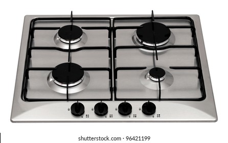 Stainless Steel Gas Hob Isolated On White