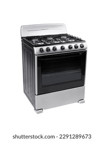 Stainless steel gas stove with 6 stove burners black and oven 