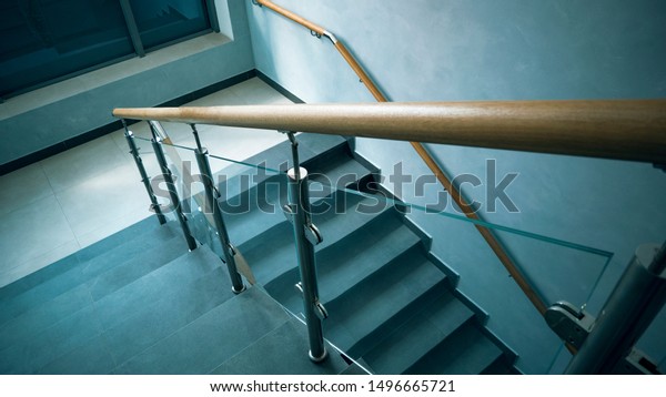 Stainless Steel Glass Wood Railingfall Protection Stock Photo Edit Now 1496665721