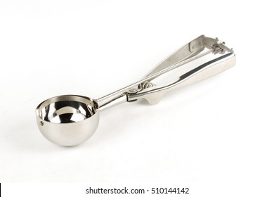 Stainless Steel Ice Cream Scooper Isolated On White Background