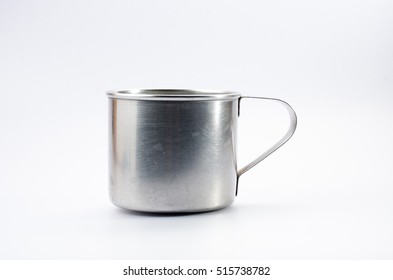 Stainless Steel Metal Cup On White