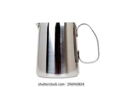 Stainless Steel Milk Boiler Jug Isolated On White Background