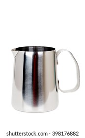 Stainless Steel Milk Boiler Jug Isolated On White Background