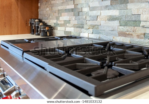 Stainless Steel Oven Stove Red Knobs Stock Photo Edit Now 1481033132