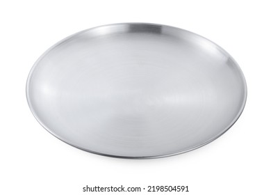 Stainless Steel Plate Isolated On White Background.