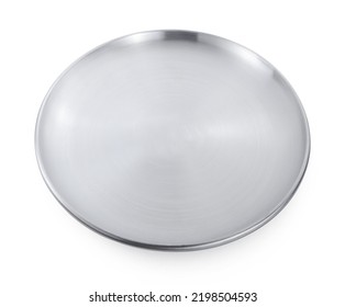 Stainless Steel Plate Isolated On White Background.