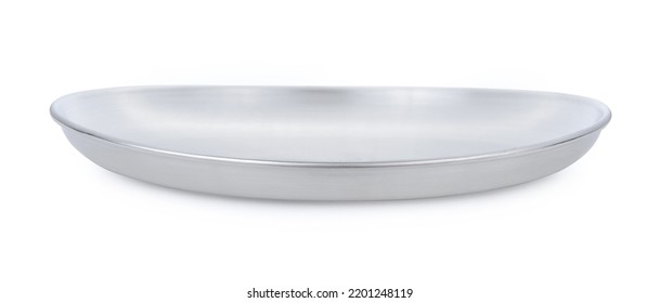 Stainless Steel Plate Isolated On White Background.