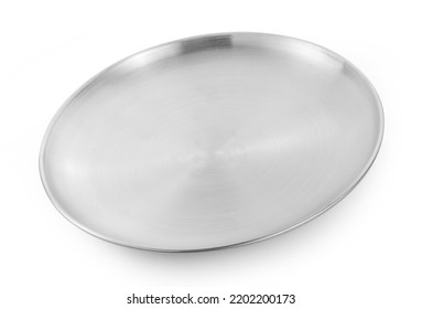 Stainless Steel Plate Isolated On White Background.