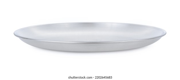 Stainless Steel Plate Isolated On White Background.