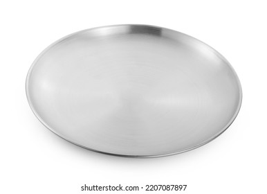 Stainless Steel Plate Isolated On White Background.