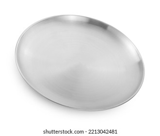 Stainless Steel Plate Isolated On White Background.