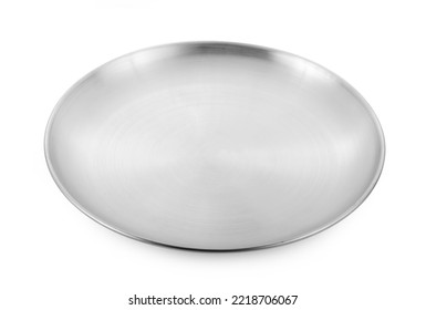 Stainless Steel Plate Isolated On White Background.