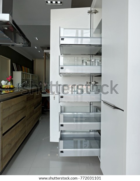 Stainless Steel Pull Out Drawers Glass Stock Photo Edit Now