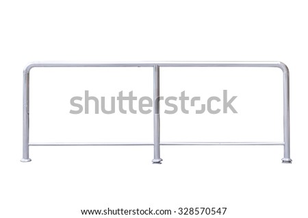 Stainless steel railing isolated on white, with clipping path.