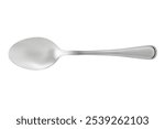 Stainless steel spoon in top view  isolated on white with clipping path included