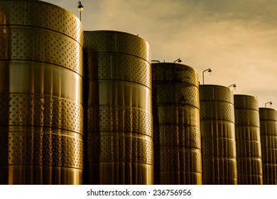 Stainless Steel Storage At Sunset