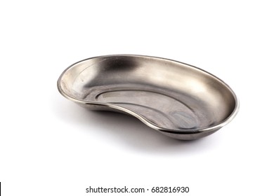 A Stainless Steel Surgical Tray  Isolated Over White