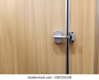 Stainless Steel Toilet Door Bolt. Interior Bathroom Door Panel In Hospital,Thailand