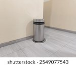 Stainless Steel Trash Can in Modern Building