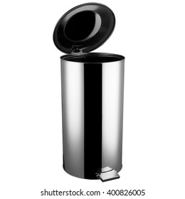 Stainless Steel Trash Can With Pedal, Open Lid