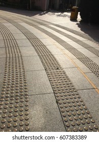 Stainless Steel Walking Way Or Footpath For Blind People In A Park