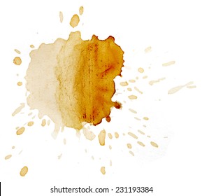Stains of tea isolated on white background