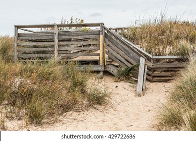 Stair Access To Beach At First Landing State Park In Virginia Beach, Virginia.