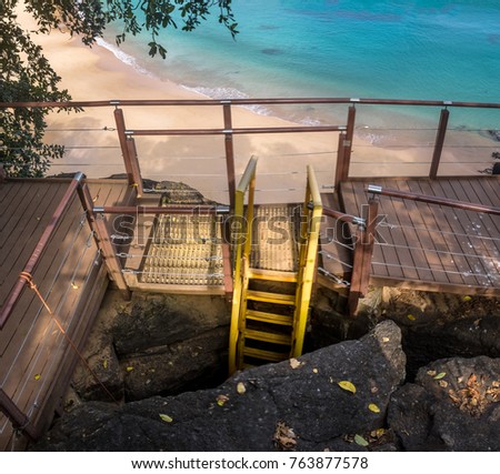 Stair access to get to Praia do Sancho Beach - Fernando de Noronha, Pernambuco, Brazil