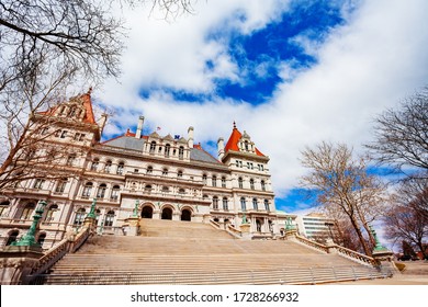 Staircase Close View Of New York State Capitol Building, Albany, NY, USA