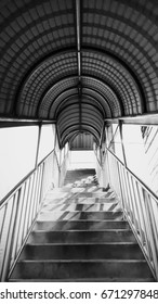 Staircase Curved Roof Overpass Black White Stock Photo 671297848 ...