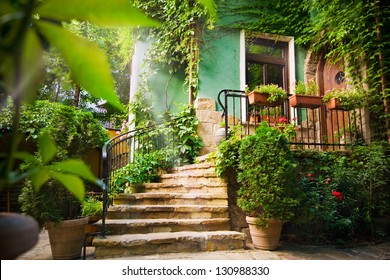 Staircase and entrance of a house in Sofia, Bulgaria